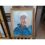 Средна картина масло на платно Испания ,страхотна рамка - 3620